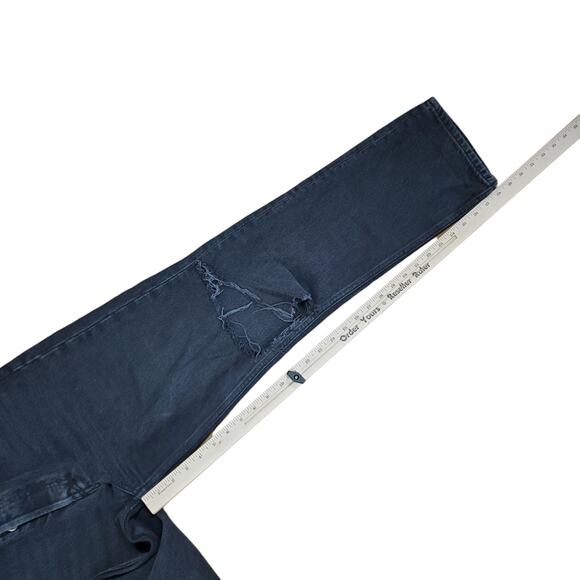 Reformation Jeans Cynthia High Rise Straight 26 Black Destroyed Button Fly Denim - Picture 15 of 15